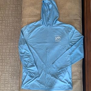Southern Tide blue dry fit long sleeve hooded shirt